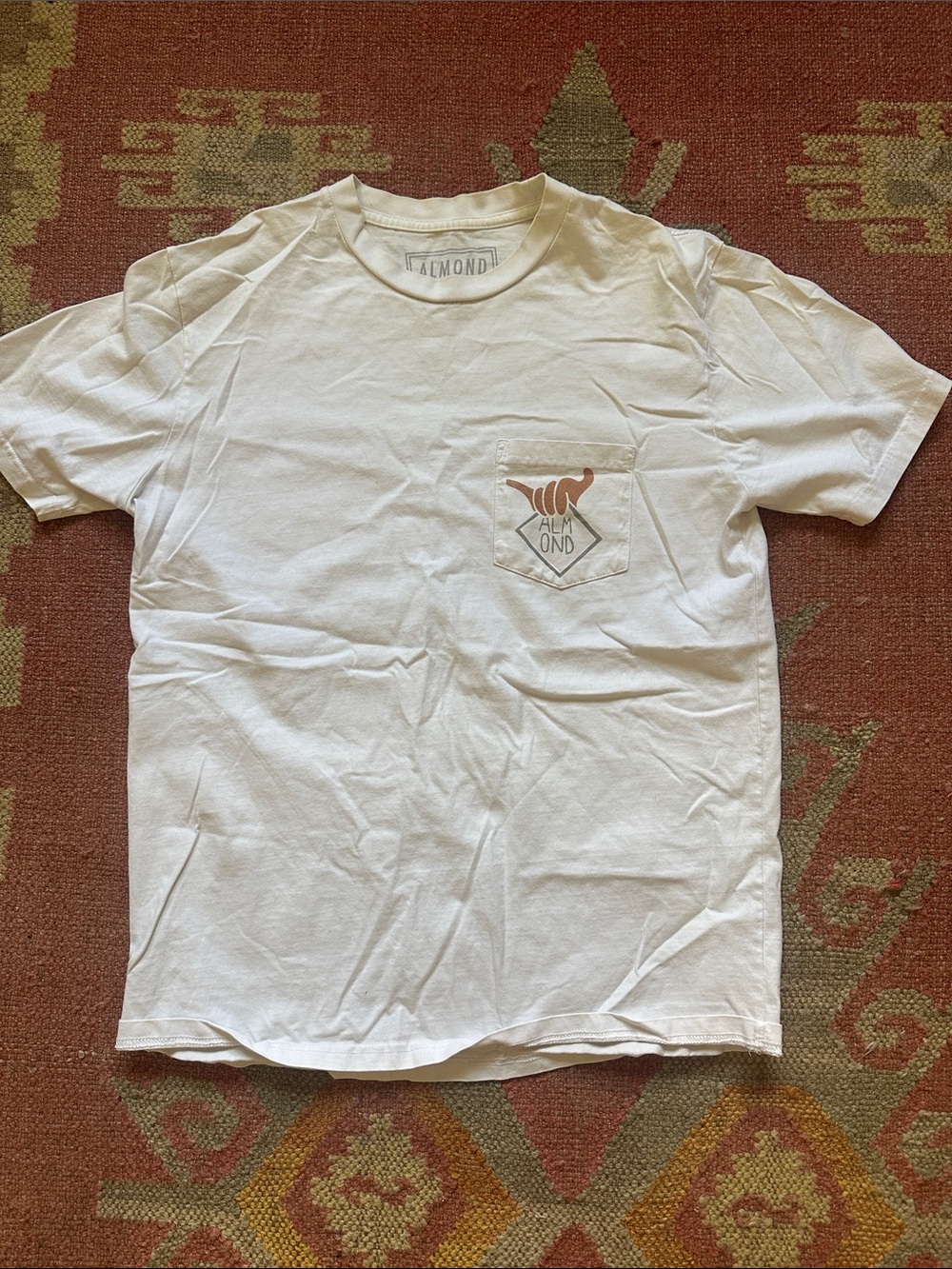 Men’s White Pocket Logo T-Shirt almond surfboards